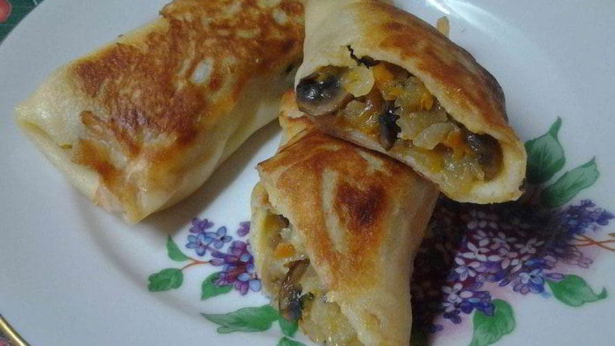 Рецепт блинов с картофельно-грибной начинкой