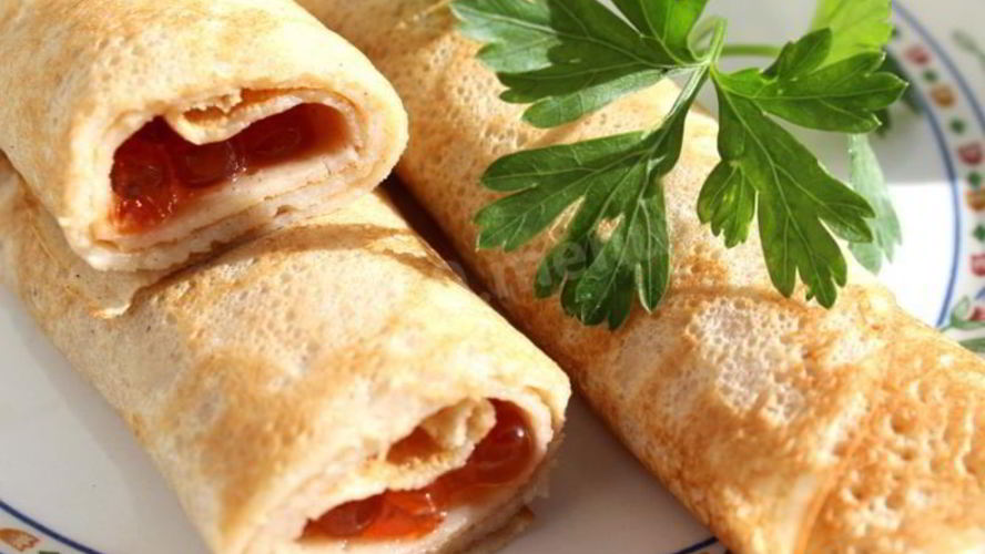 Рецепт блинов с красной икрой