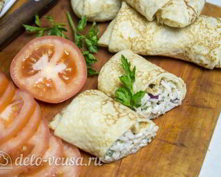 Блины с курицей и рисом