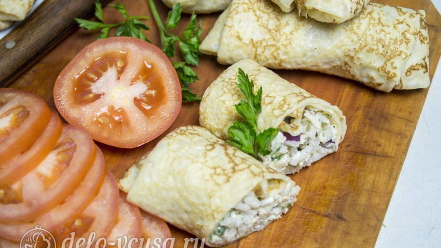 Рецепт блинов с курицей и рисом
