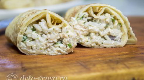 блины с курицей и рисом