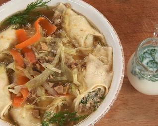 Калья из гуся с блинчиками на старорусский манер