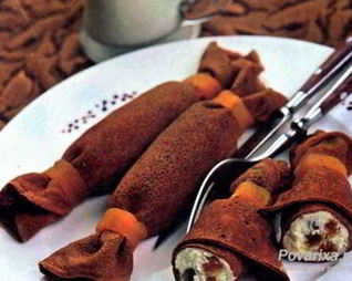 Шоколадные блинчики с творогом