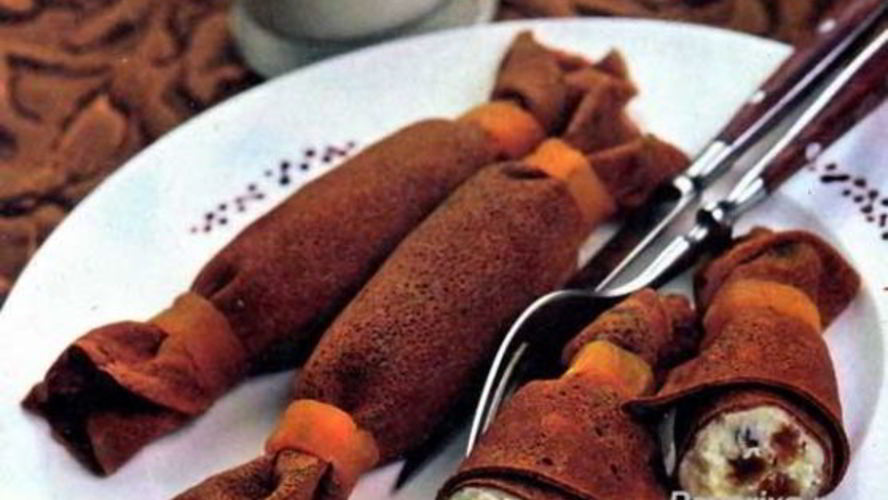 Рецепт шоколадных блинчиков с творогом