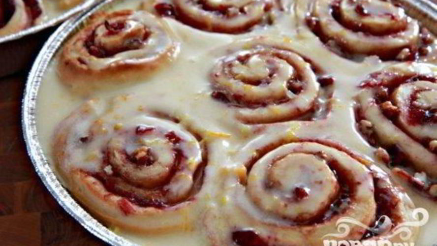 Рецепт клюквенных булочек с апельсиновой глазурью