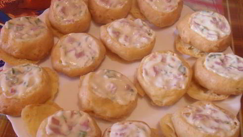 заварные булочки с сыром и ветчиной