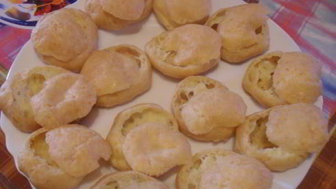 заварные булочки с сыром и ветчиной