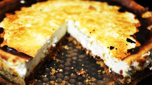 чизкейк нью-йорк с медовыми персиками