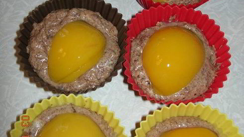 шоколадные кексы с персиками