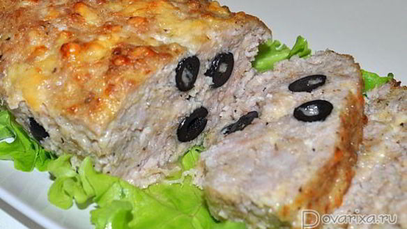Рецепт Мясного хлеба с маслинами и сыром