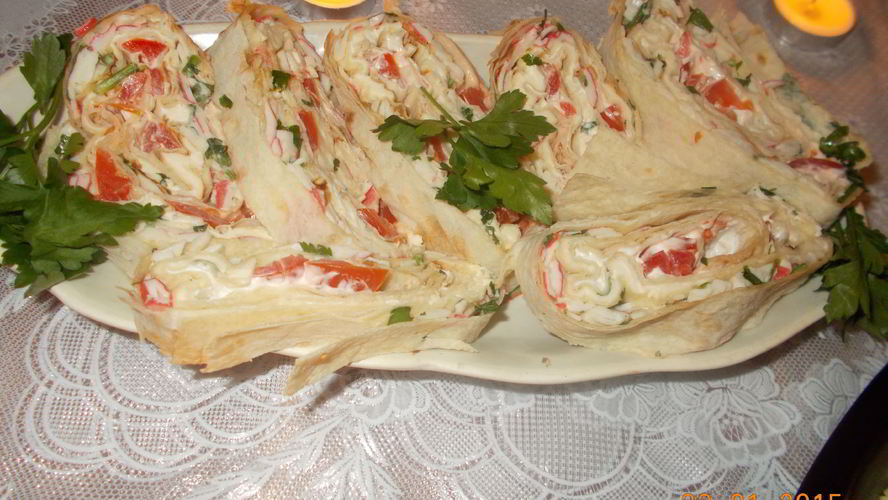 Рецепт лаваша с крабовыми палочками