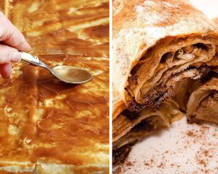 Лаваш со сгущенкой и орехами