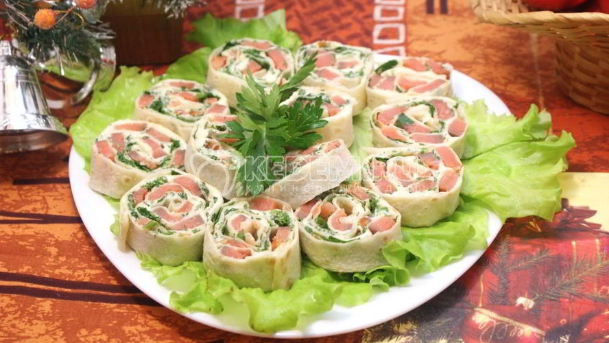 Рецепт рулетиков из лаваша с красной рыбой