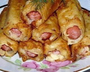 Сосиски с картофелем в тонком лаваше