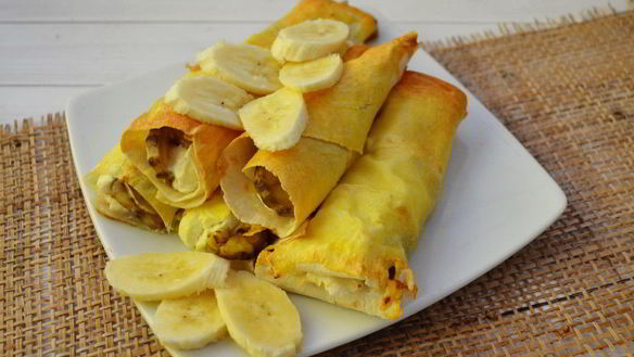 Рецепт Трубочек из лаваша с творогом и бананом