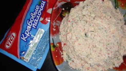 закуска из крабовых палочек в лаваше, обжаренная