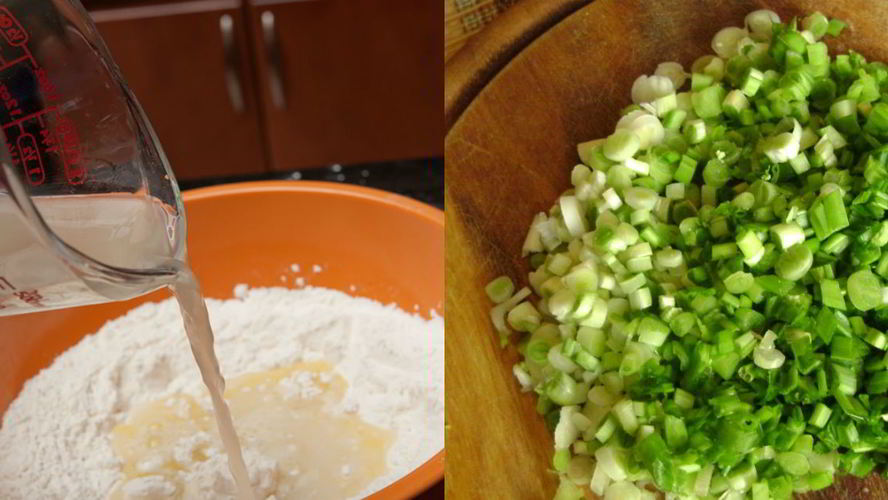 Рецепт лепешек с зеленым луком