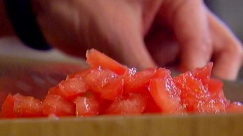 пита с моцареллой, руколой и помидорами