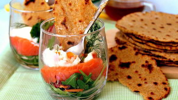 Рецепт Яйца с овощами и лепешками