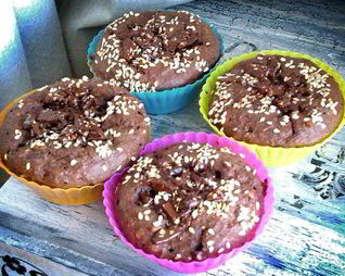 Маффины шоколадные с отрубями и банановым центром