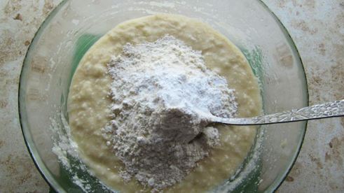 постный кекс-манник с кокосом и персиками