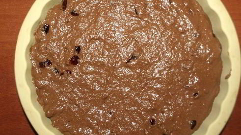 постный шоколадный манник с вяленой клюквой