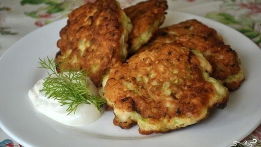 Рецепт кабачковых оладий с куриным фаршем