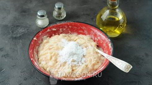 куриные оладьи с крахмалом и майонезом