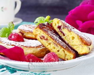 Оладьи с начинкой на кефире