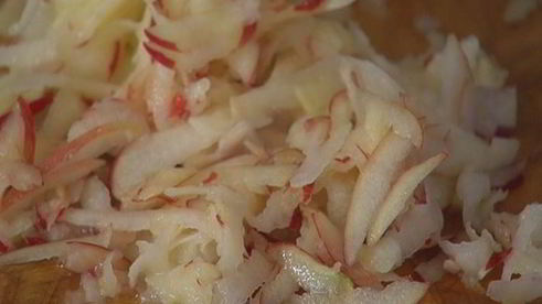 оладьи с яблоками и яблочной карамелью