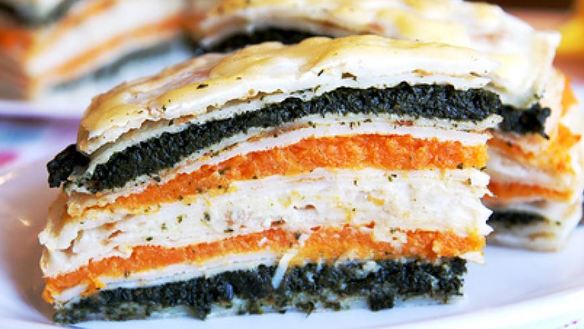 Рецепт Блинного пирога с овощами и сыром