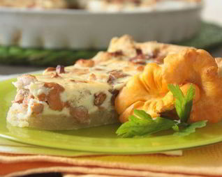 Киш с лисичками и копченой уткой