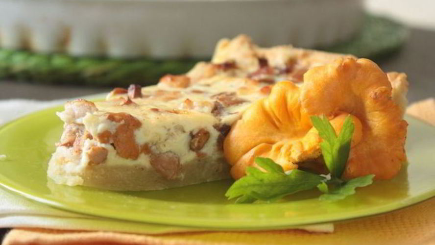 Рецепт киша с лисичками и копченой уткой