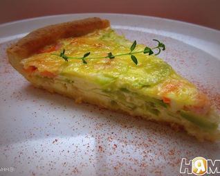 Киш творожный с кабачками и креветками