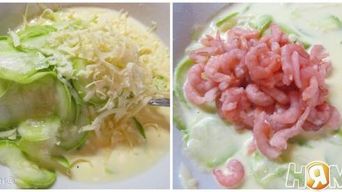 киш творожный с кабачками и креветками