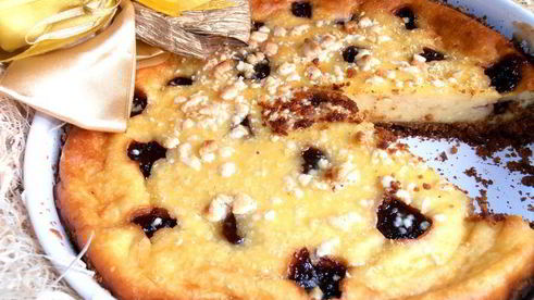 пирог нежность с творожком