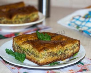 Заливной пирог с мясом на кефире