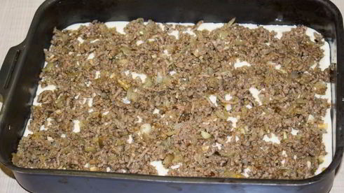 заливной пирог с мясом на кефире