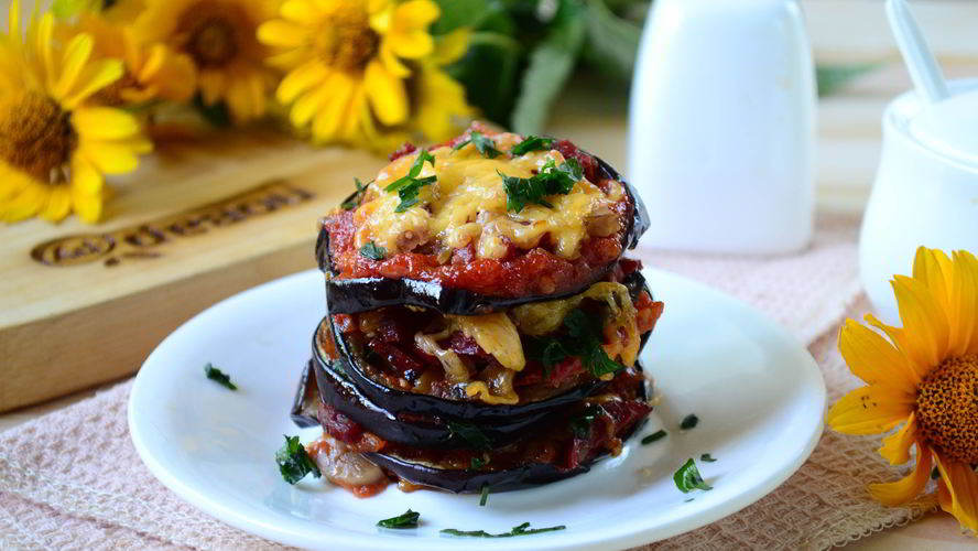 Рецепт мини-пиццы на баклажанах