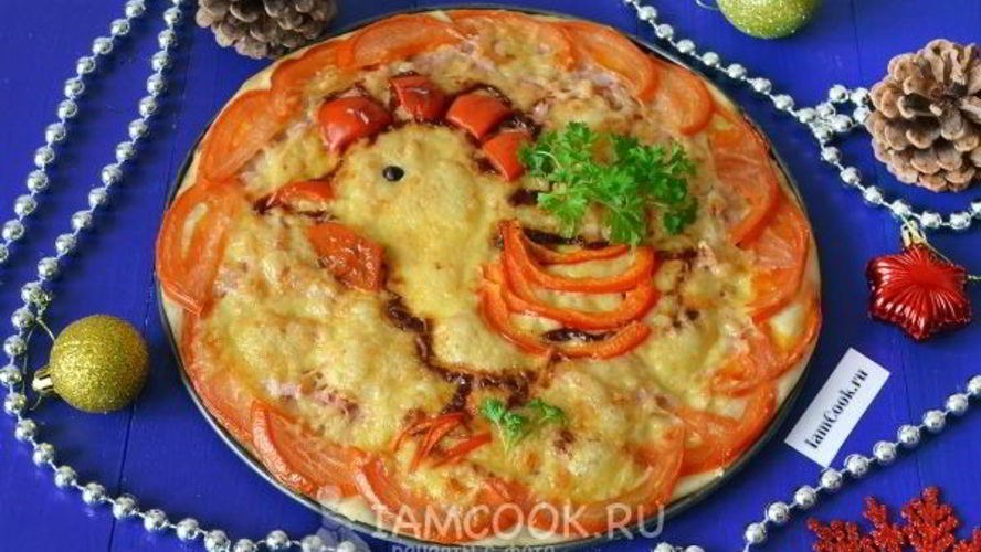 Рецепт новогодней пиццы петушок