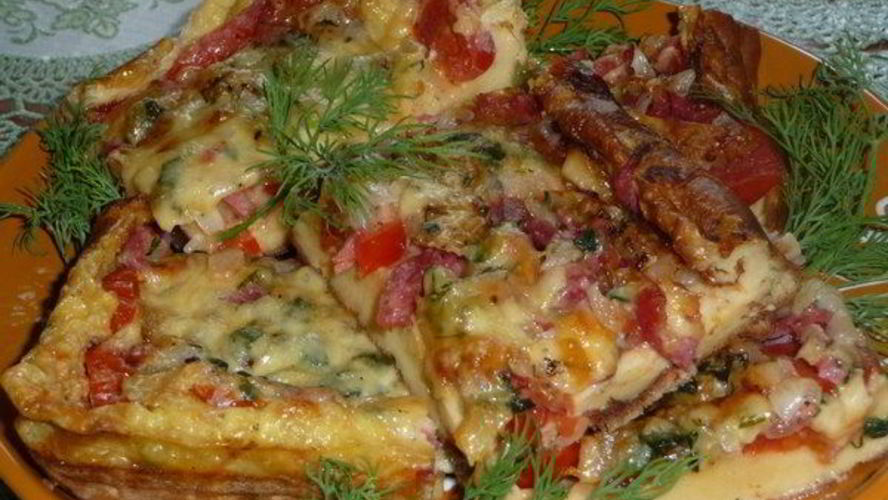 Рецепт омлета-пиццы с мясным фаршем