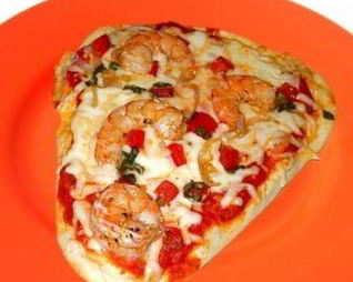 Пицца на кефире с креветками