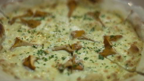 пицца с лисичками