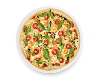 Пицца с руколой и креветками