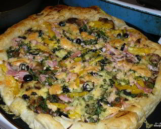 Пицца с сыром и грибами