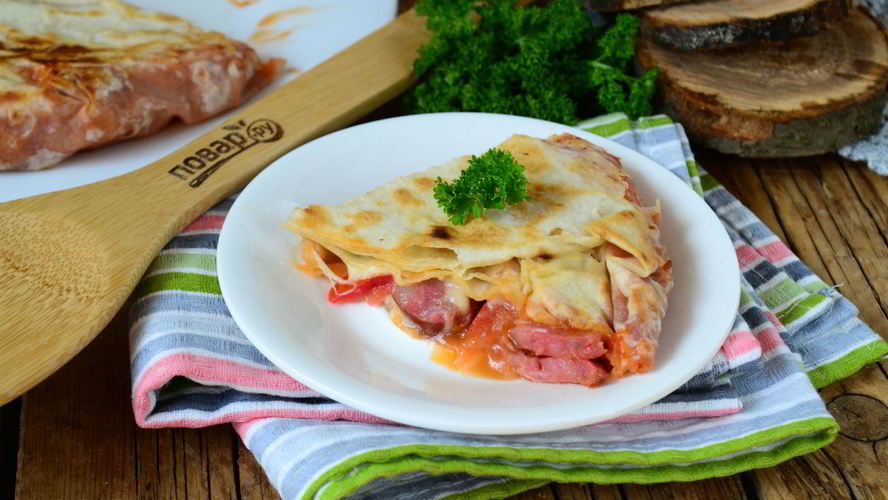 Рецепт пиццы в лаваше на сковороде