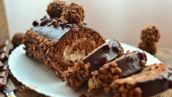 Рецепт Шоколадна-трюфельного рулет