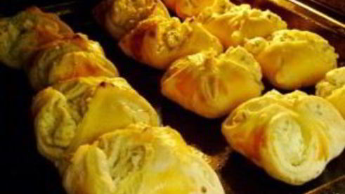 слоеные конвертики с творогом