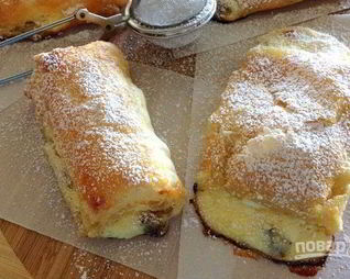 Слойки из слоеного теста с творогом