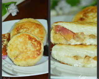 Сырники с начинкой из яблок и изюма